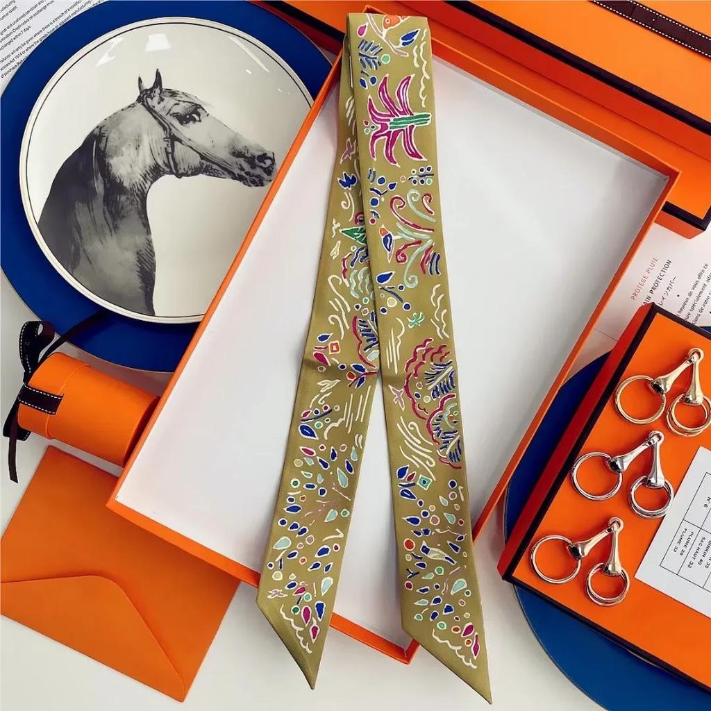 100% Mulberry Silk Ribbon Long Hair Bows Scarf Headscarf Fashion Hair Ties Ribbons Multifunctional Headband Bandana Hair