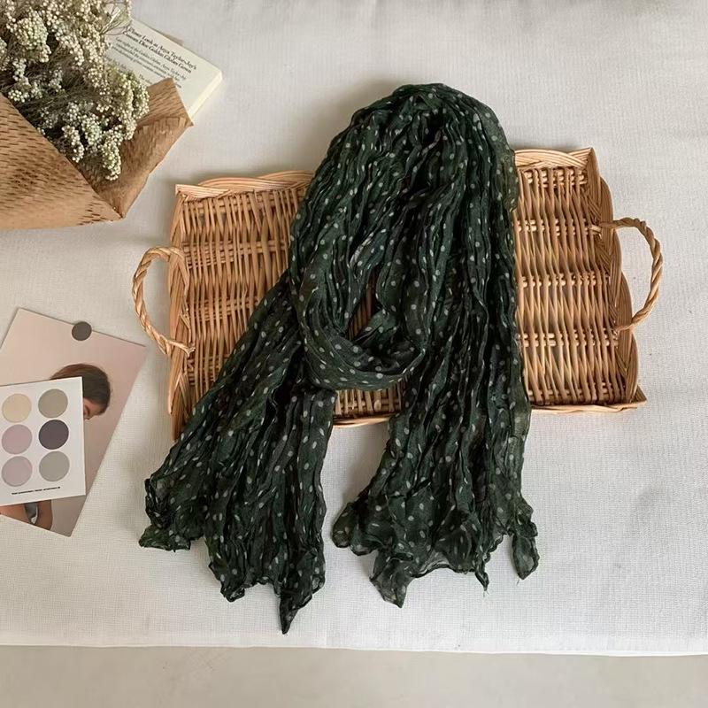 Винтажный хлопково-льняной шарф для женщин осенне-зимний с принтом тонкий плиссированный шарф шелковый шарф