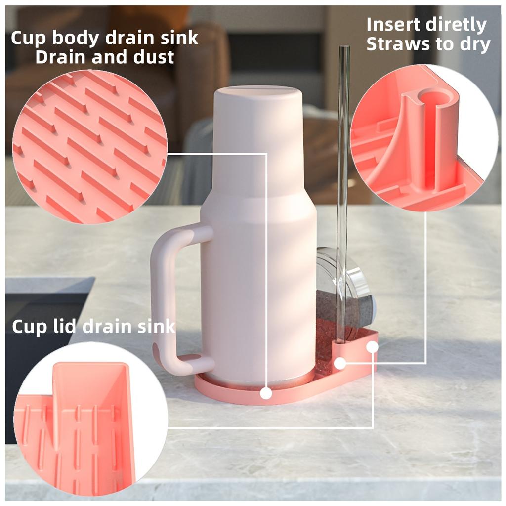 Silicone Water Bottle & Tumbler Drain Rack - Fits 40oz/30oz Cups, Perfect for Sports & Outdoor Activities