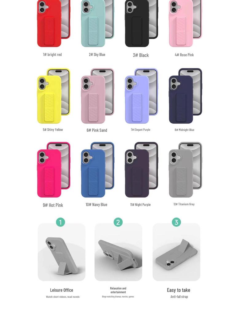 Складной чехол-подставка из жидкого силикона для iPhone 16/15 Pro Max/14