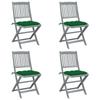 Day and Night - Day and Night Folding Garden Chairs 4 Pcs Cushions Solid Acacia Wood