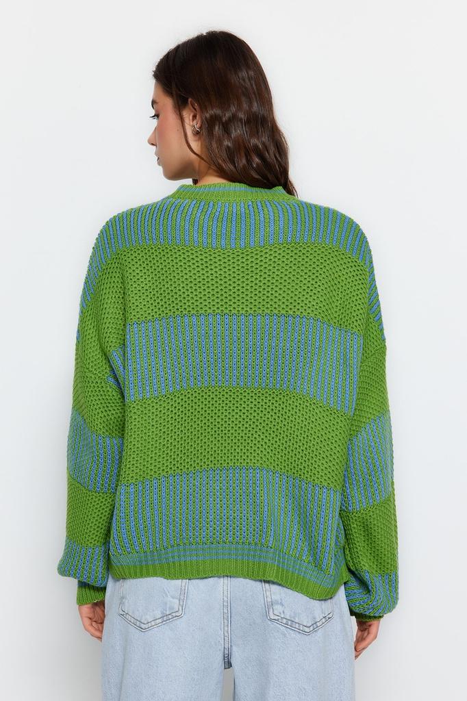 Женский свитер в элегантном стиле, трикотаж с цветными блоками, свитер