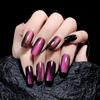 Ручная работа светоотражающие блестки кошачий глаз прессованные ногти, средние гроб полное покрытие фиолетовые накладные ногти для женщин и девочек