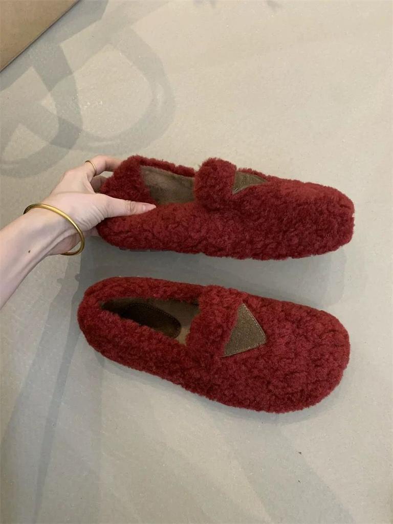 Туфли с круглым носком из овечьего меха, женские мокасины из меха ягненка, теплая зимняя обувь, женские мокасины из овечьей шерсти, туфли-лодочки из кудрявого меха, роскошный дизайнер