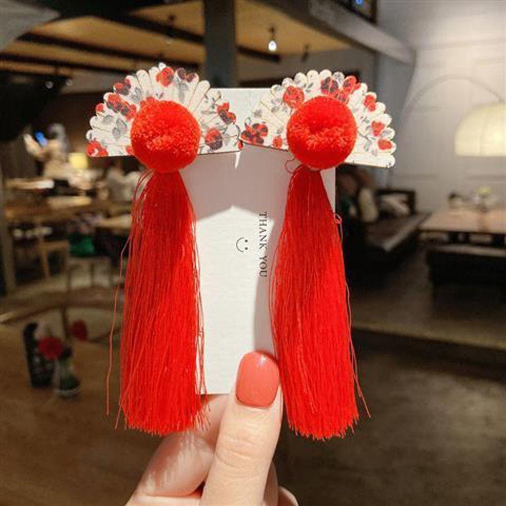 New Year Butterfly Chinese Hanfu Hair Clips Children Barrettes Festival Hairpins Duckbill Clips