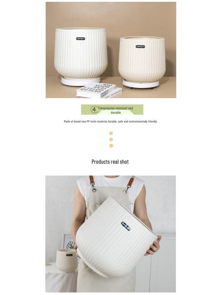 Nordic-Style High-Top Resin Flower Pot for Bird of Paradise and Areca Palm - Durable, Large Diameter