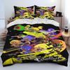 S-Splatoon Game Gamer Cartoon Comforter Bedding Set,Duvet Cover Bed Set Quilt Cover Pillowcase,King Queen Size Bedding Set Kids