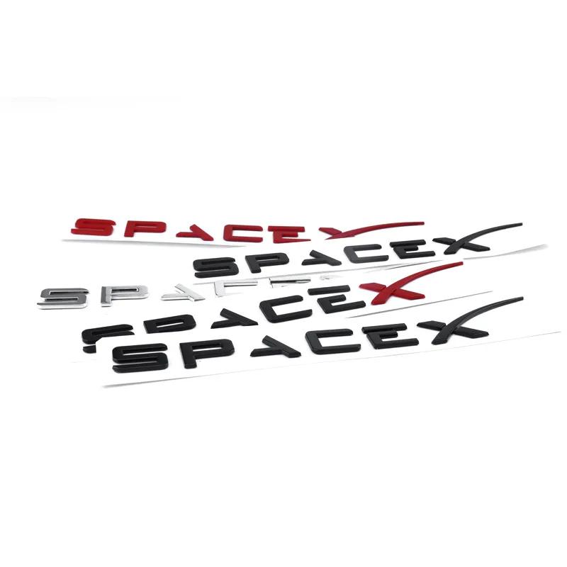 3D Chrome Red Black Logo Space X Emblem Letters Car Trunk Badge Decal For Tesla Model Y Model 3 Space X Sticker Accessories