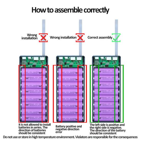 C16-PD-QI Battery Storage Box Welding Free Quick Charge Removable 16 x 18650 Battery Holder Box for Office