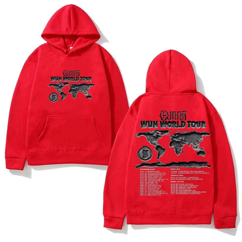 Худи Rapper Gunna WUNNA World Tour 2025-2026 Повседневное Высококачественное Мультяшный Принт Молетом с Капюшоном Флис Удобное Худи