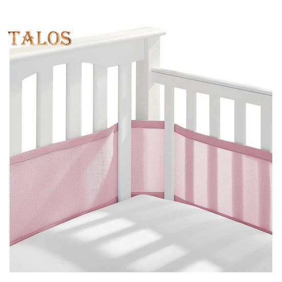 Дышащая сетчатая подкладка для кроватки с двухсторонними ремнями. Сетчатый барьер для безопасности детской кроватки. Простая установка. Защита конечностей. Бампер для кроватки.