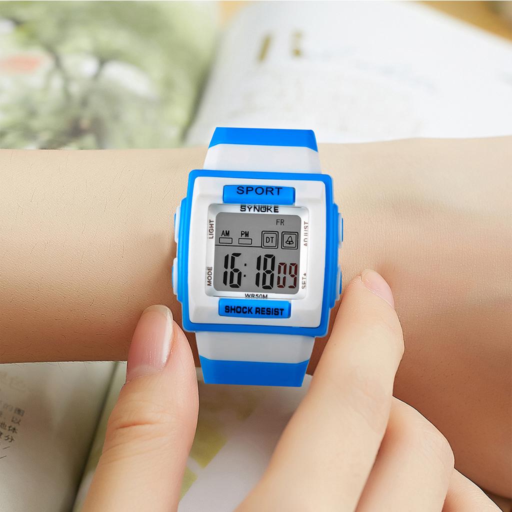 Kids Electronic Watch Waterproof Sports Children Watch Glow Multi Function Digital Watch Seven Colors Light Gift Student