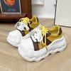 Fashion Real Leather Platform Big Head Shoes for Women's Lace-up Mixeds Colors Chunky Sneakers Casual 8.5CM Thick Board Walking Shoe