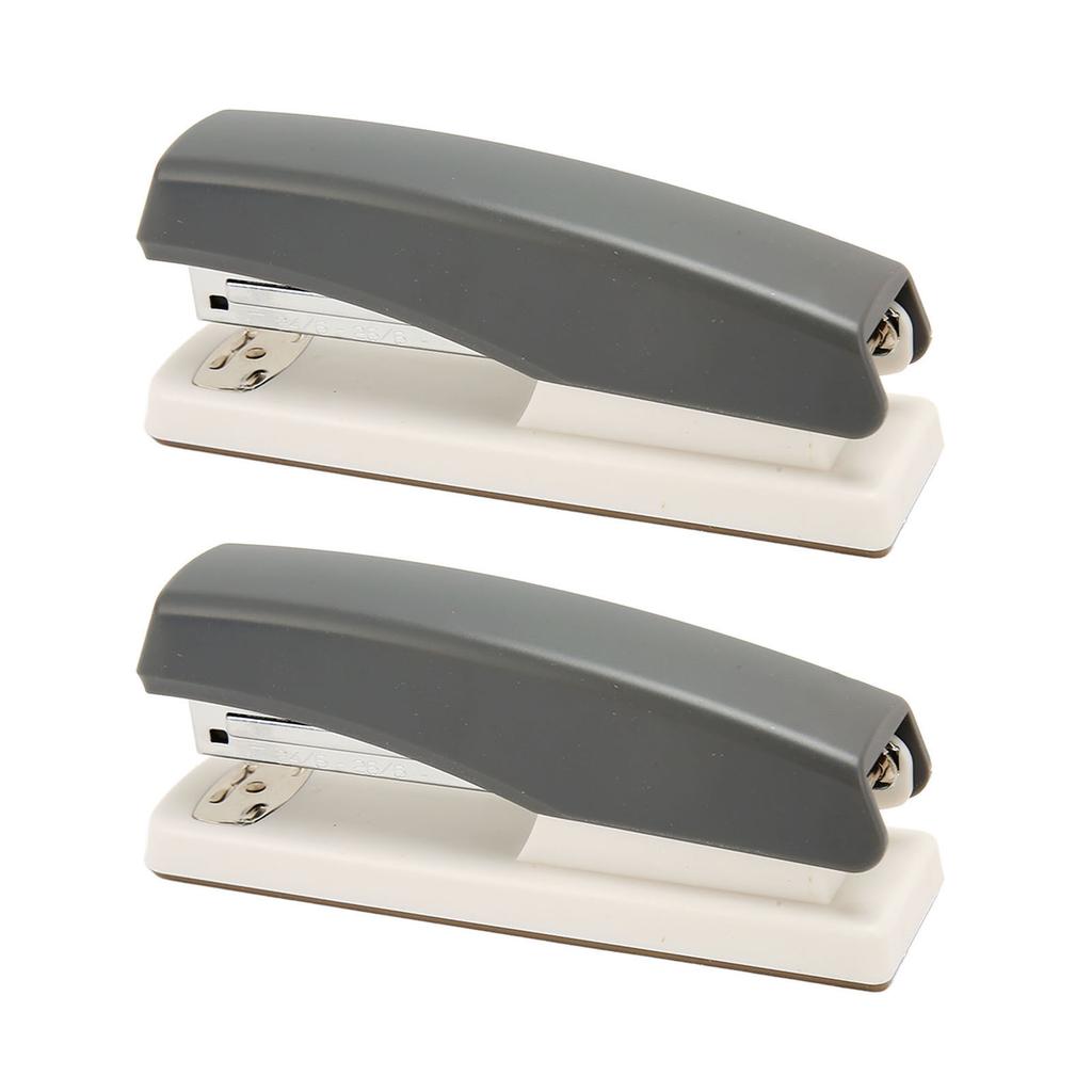 2PCS Office Stapler Prevent Slip Portable Stable Durable Ergonomic School Stapler for Students Grey