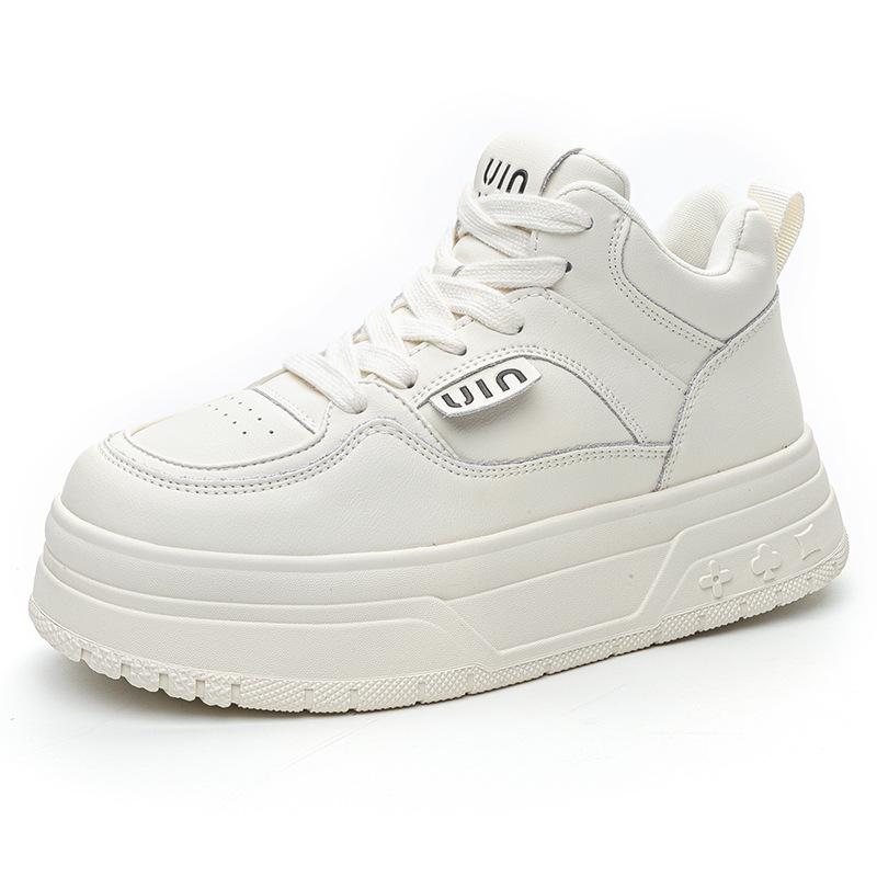 Теплые белые туфли из натуральной кожи с подкладкой, женские, с толстым дном, высокие, хлопковые, спортивные, для отдыха, для катания на доске