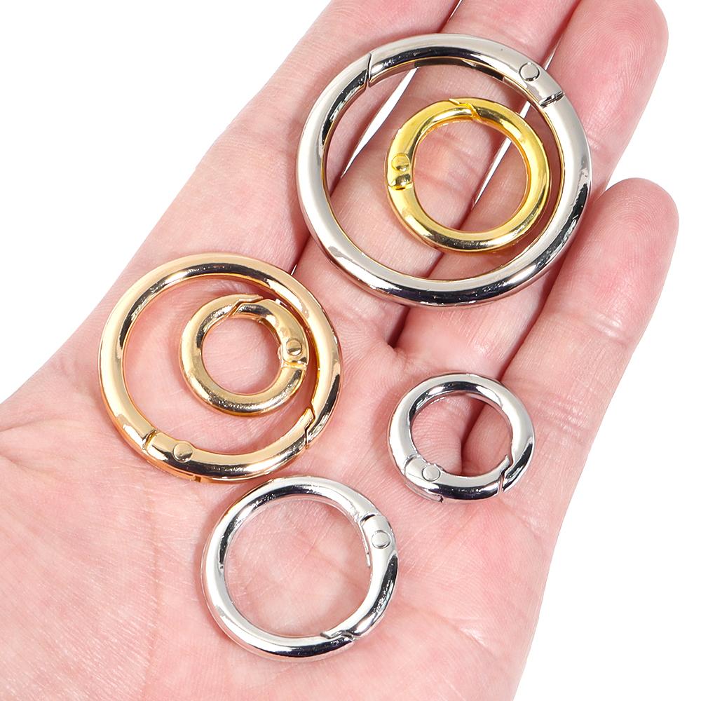 Metal O Ring Spring Clasps Multi Size Openable Round Keychain Bag Clips Hook Dog Chain Buckles Connector DIY Jewelry Making