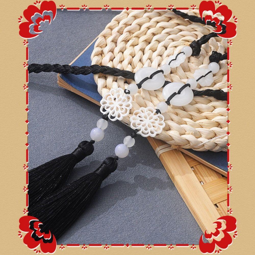 Chinese Style Tassel Sash Traditional Beaded Waist Chain Vintage Ribbon Accessory for Men Women