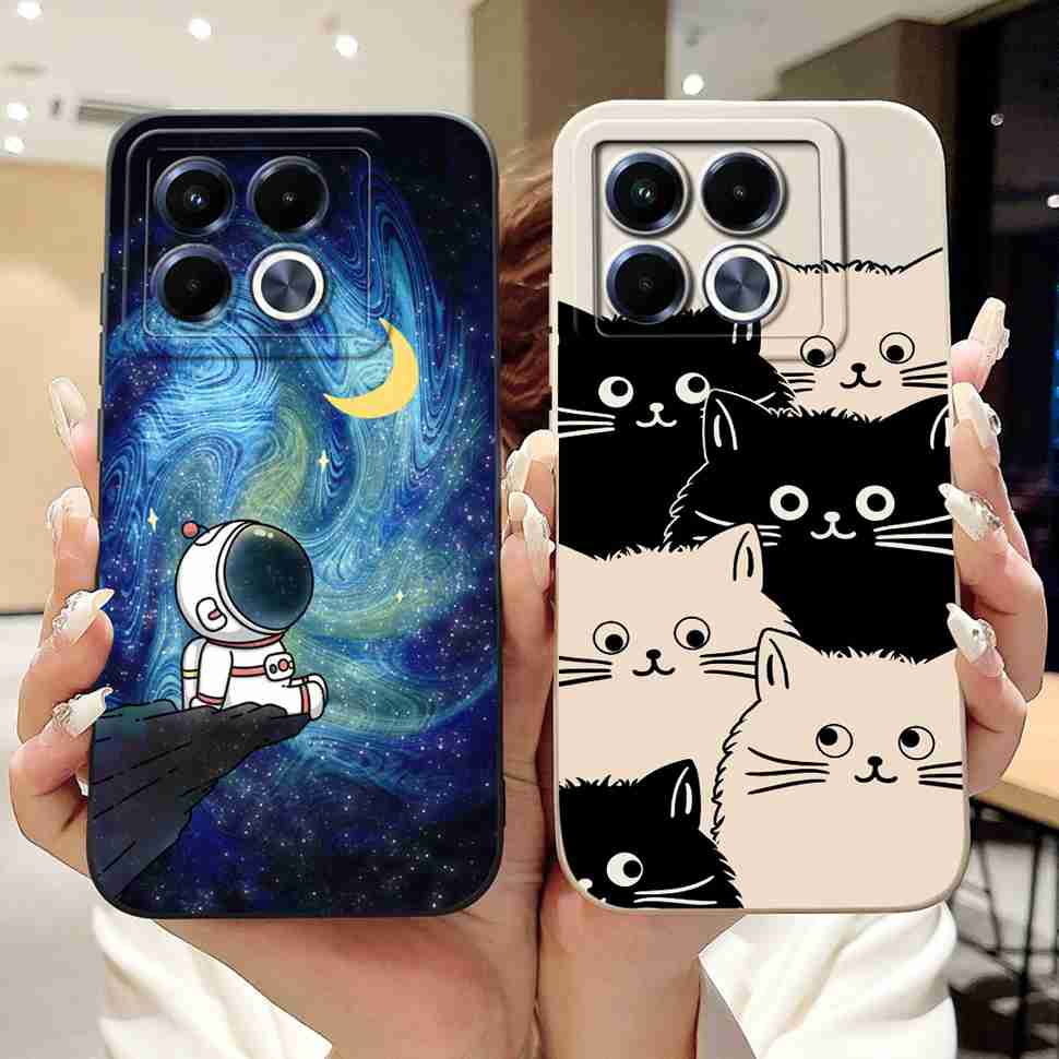 Cute Lovely Cat Silicon Case For Infinix Note 40 5G X6852 Shockproof Funda Back Cover For Infinix Note 40 X 40X Note40 5G Bumper