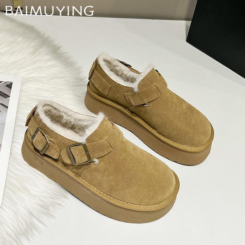 Зимние женские зимние сапоги Plarform из замши, короткие, плюшевые, дизайнерские туфли на плоской подошве из хлопка, тренд 2025 года, теплые, повседневные, удобные, женские ботинки