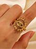 1 Piece Fashion 18k Gold Plated Evil Eye Ring with Cubic Zirconia Stainless Steel Open End Ring for Men and Women Zircon Ring