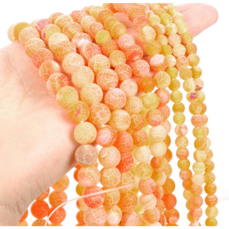 Модный натуральный камень, матовый оранжевый агат с трещинами, очаровательные свободные бусины, круглые бусины «сделай сам», ювелирные аксессуары