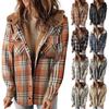 Autumn and Winter Casual Jacket Plaid Hooded Woolen Jacket for Women, with Fleece Warm Jacket for Women, Shirt for Women
