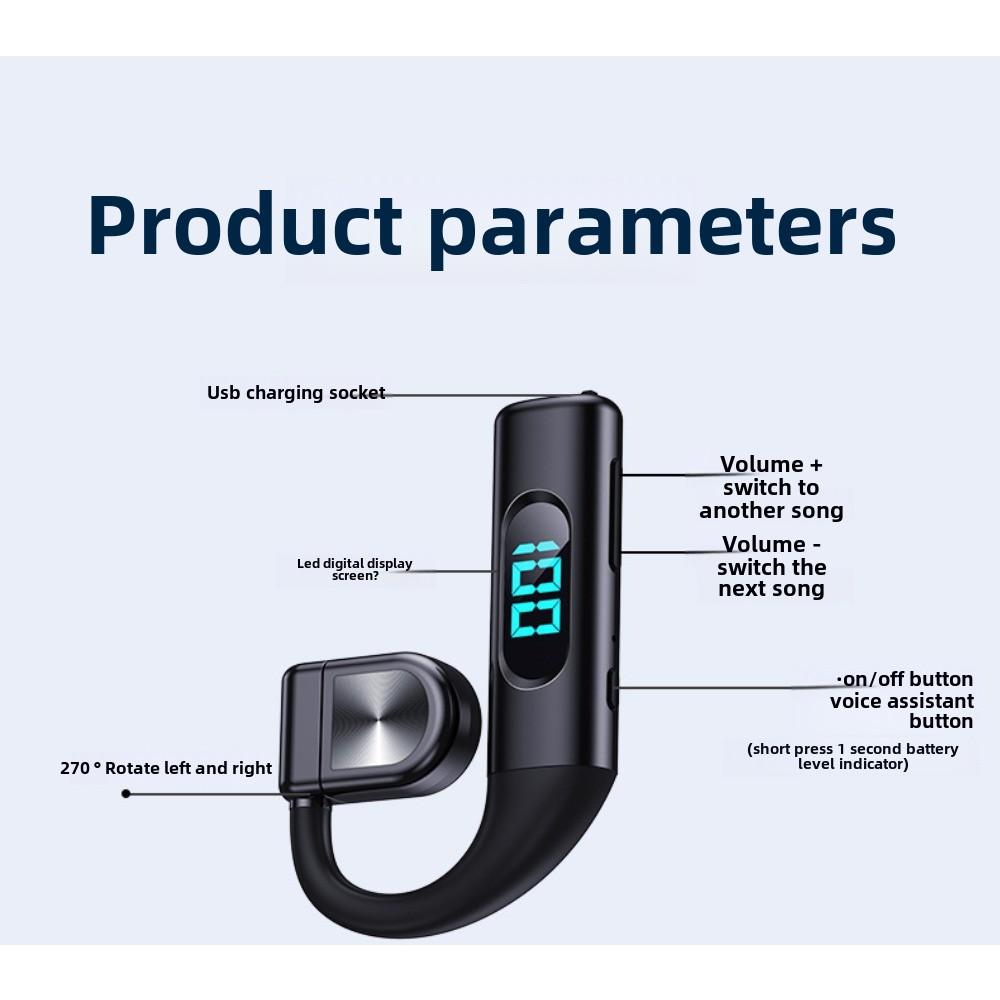 Wireless Bluetooth Headset Hanging Ear OWS Open Long Life Business Driving Running Large Capacity