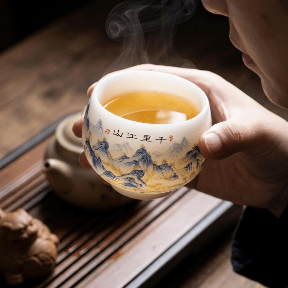 Landscape Painting Ceramic Teacup Exquisite Tea Bowl Creative Tea Cup Tea Ceremony