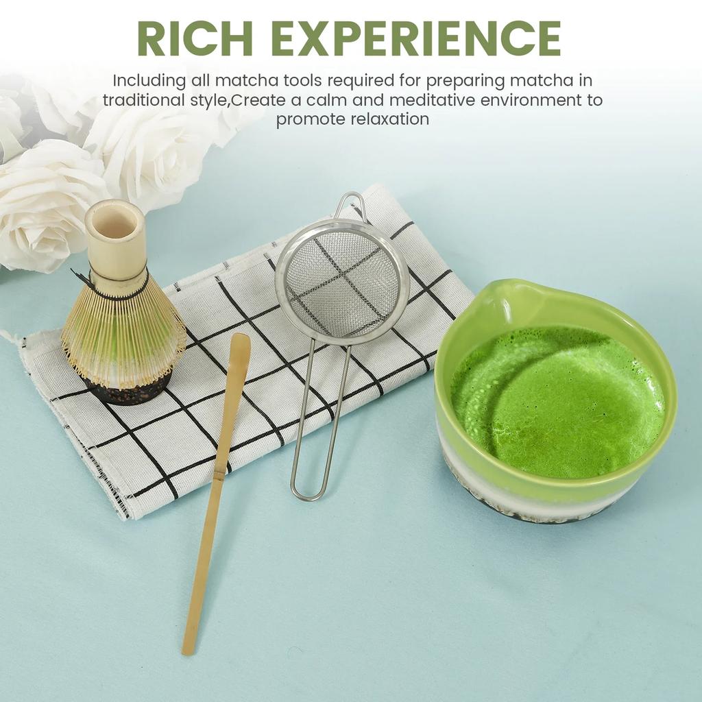 Ceramic Handmade Matcha Whisk Set for Home Temperature Resistant Matcha Bowl Scoop Set Elegant Easy to Clean Japanese Matcha Tea