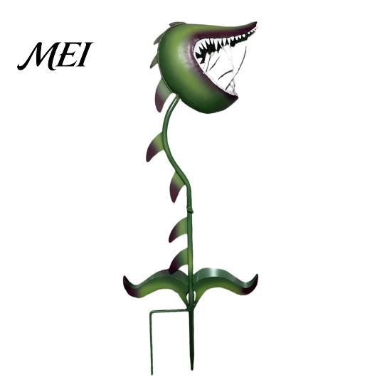 Hand Painted Outdoor Sculptures Carnivorous Plant Garden Stake, Large Metal Venus Flytrap Sculpture, Weird Decorative Flower Bed Accents Yard