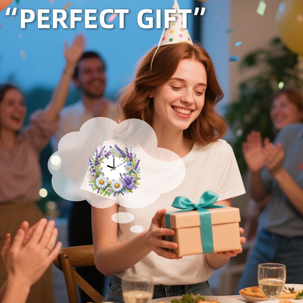 2D Плоский DIY Венок Алмазная Живопись Часы Подвеска Домашнее Настенное Украшение Поделки