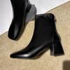 High Heel Short Boots Small Thick Heel Skinny Boots Autumn and Winter Square Head Women's Medium Boots Spot Boots