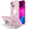 Case for iPhone 15 Plus - Shockproof Translucent Pink Protection with Rotating Magnetic Stand and Camera Protection