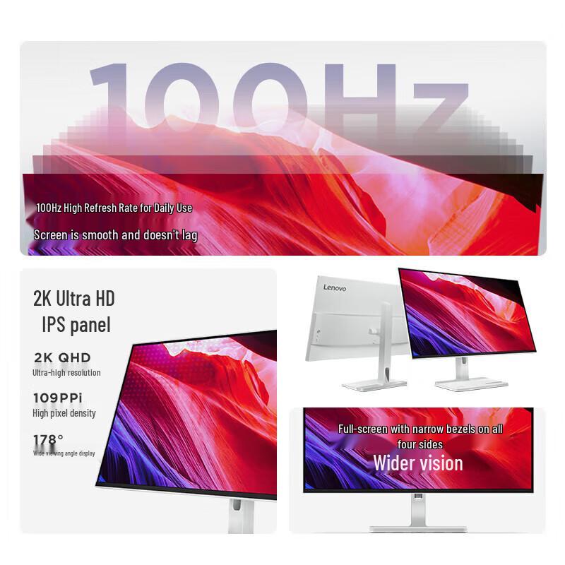 Lenovo L27h-4A 27-дюймовый QHD 100 Гц IPS Монитор CN вилка (адаптер в комплекте)