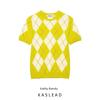 Kaslead Новое поступление Женская одежда Модный стиль Модный Минималистичный Вязаный топ с ромбовидным узором 9598070