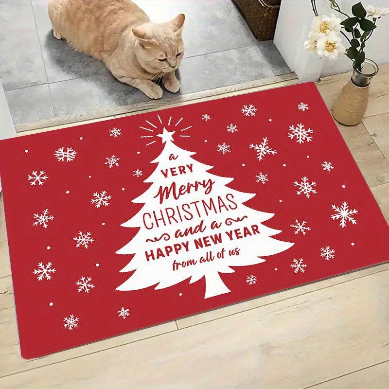1Pcs Anti Fatigue Kitchen Rugs Red Christmas Tree Print Waterproof Non-Slip Thick Cushioned Kitchen Mat Heavy Duty Comfort Standing Mat for Kitchen