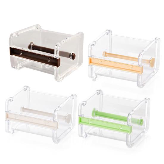 Диспенсер для клейкой ленты васи с резаком, настольный держатель для рулонов клейкой ленты васи, прозрачный органайзер для малярной ленты для офиса, дома, школы