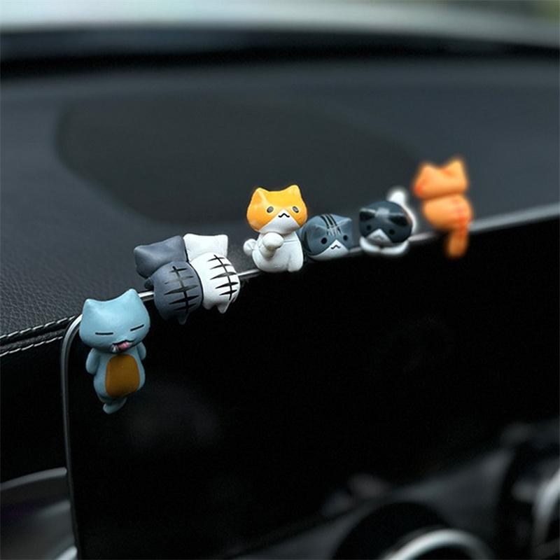 6Pcs Creative Cute Car Inner Ornament Center Console Cartoon Doll Tripper Decoration