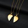 Titanium Steel Heart-Shaped Couple Necklace with Engraving Option
