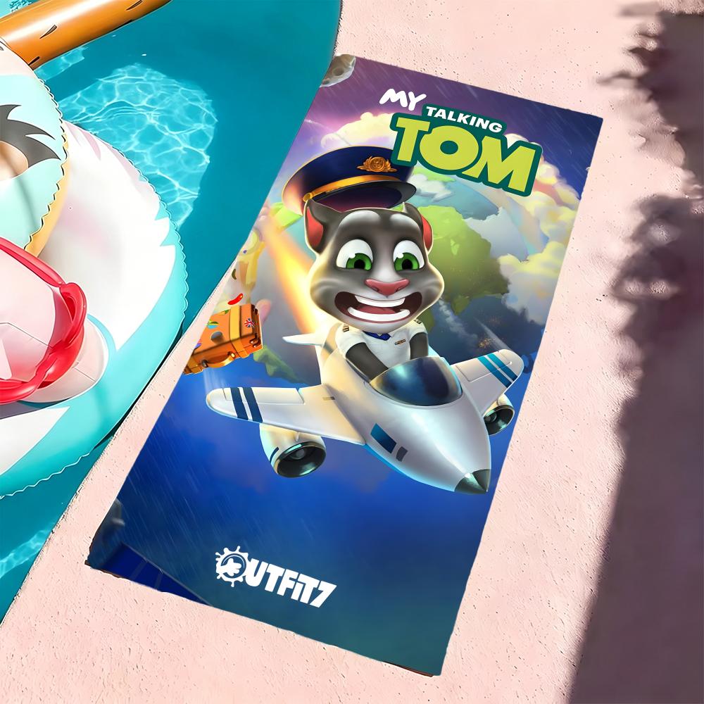 Полотенце Talking Tom & Friends, Микрофибра, Пляжное полотенце, Быстросохнущее, Без песка, Ультратонкое волокно, Супермягкое.