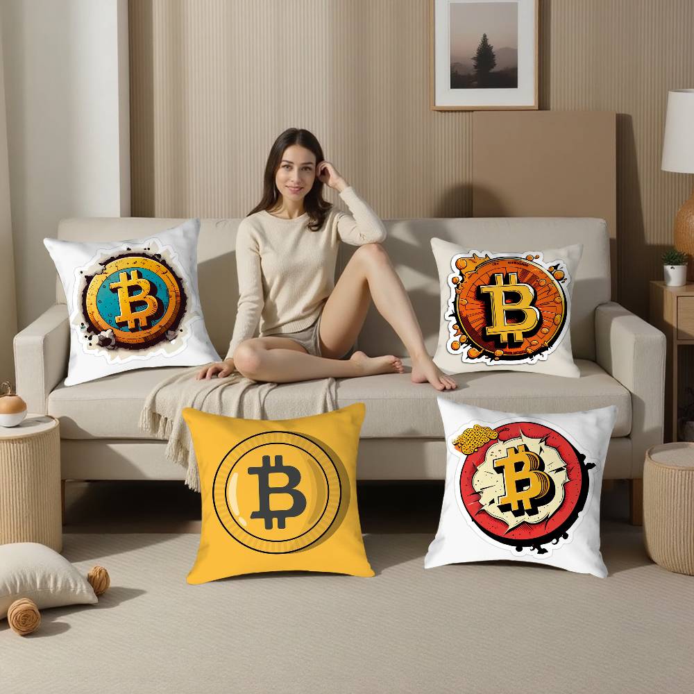 Биткоин Криптовалюта Btc Наволочка Плюшевая Ткань Мягкая Двусторонняя Печать Наволочка для Подушки Дивана Наволочки для Декоративных Подушек