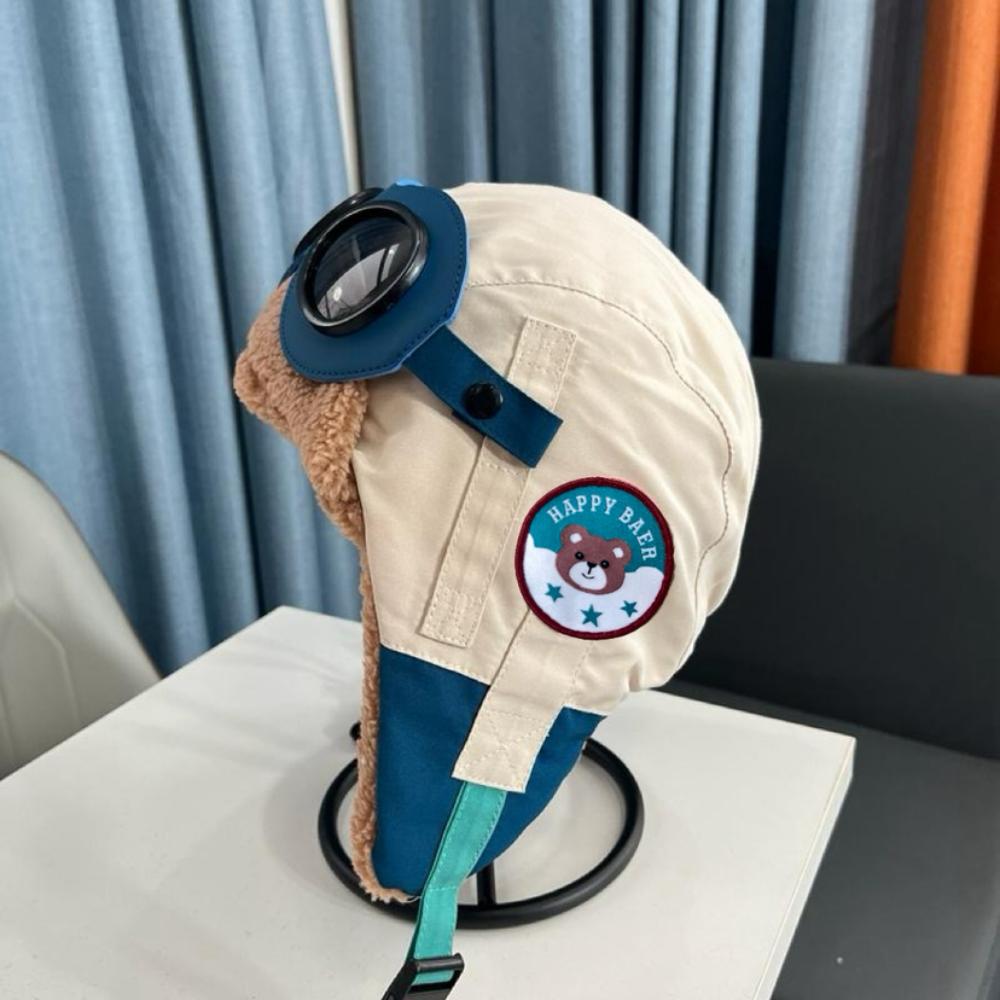 Fashion Cute Cartoon Pilot Hat Cold Proof with Glasses Ear Protection Cap Thickned Windproof Warm Hat Winter
