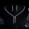 Дизайн Легкая Роскошь Капля Воды Ожерелье Серьги Два Набора Блестящий Циркон Изумрудное Ожерелье Цепочка-чокер