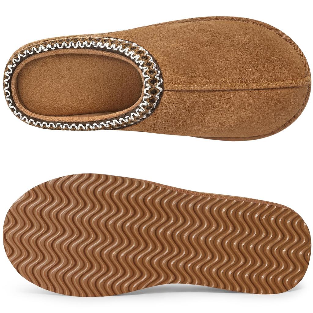 Fashion Comwarm Winter Women's Fuzzy Slippers Genuine Suede Indoor Outdoor Fluffy House Slippers Slip On Warm Memory Foam Furry Shoes