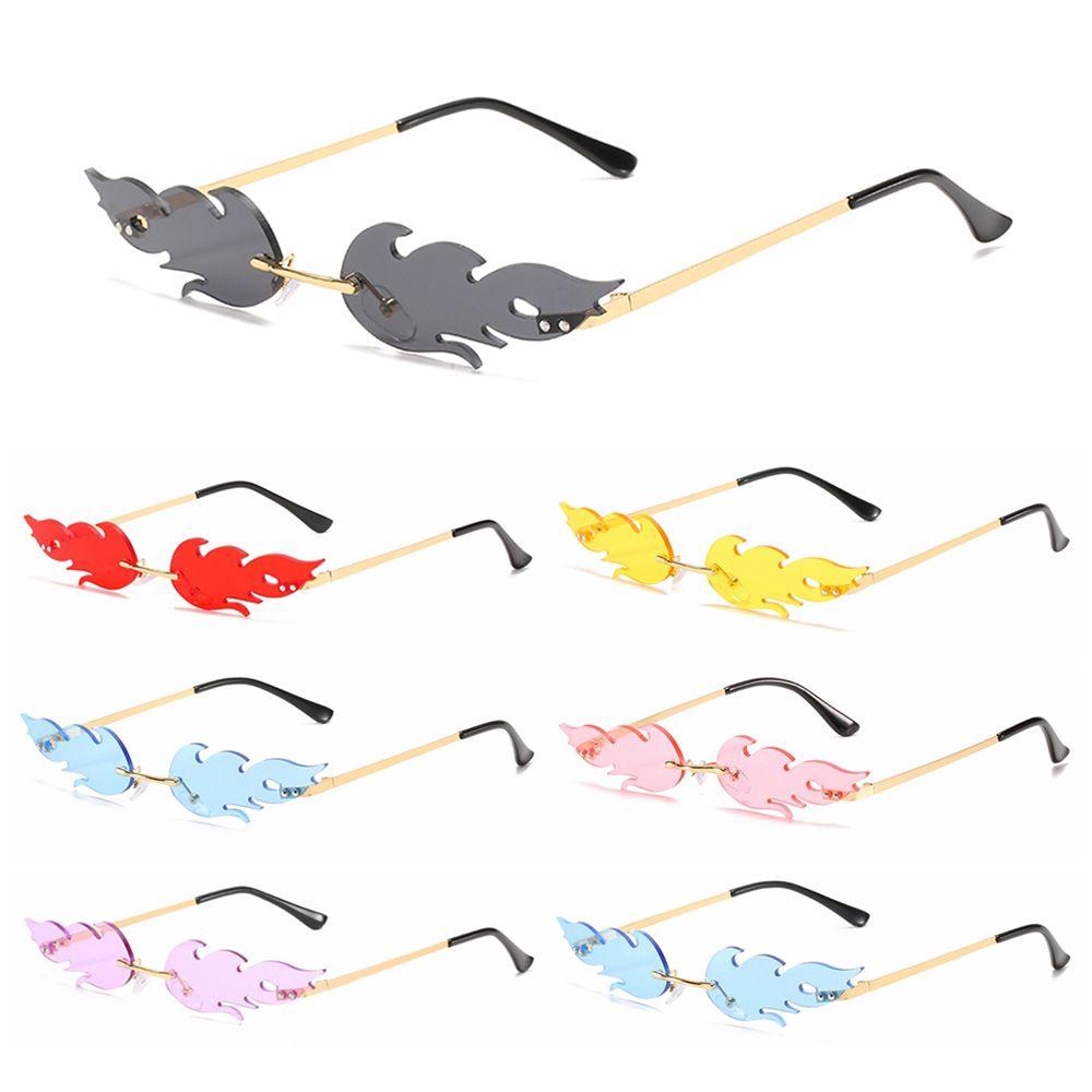 Eyewear Metal Rimless Sunglasses for Women Flame Shaped Sun Glasses Fashion Flame Sunglasses
