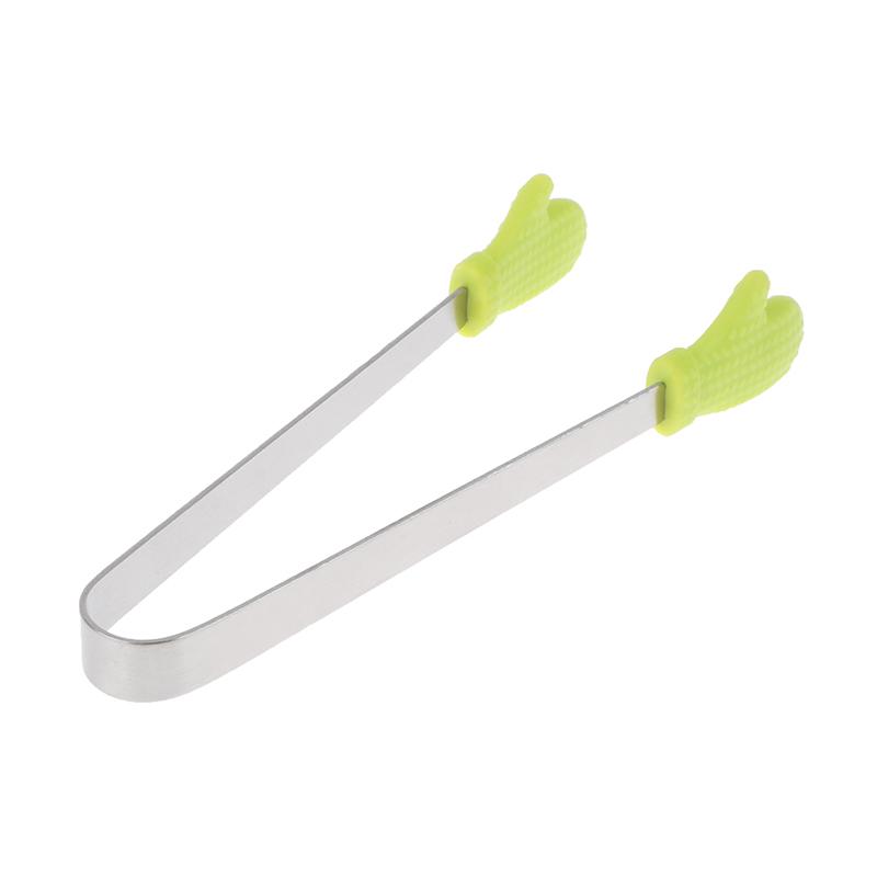 1Pc Silicone Food Tongs Gloves-Shaped Stainless Steel Non-Slip Kitchen Utensil Ice Candy Food Clip Mini Ice Cubestongs