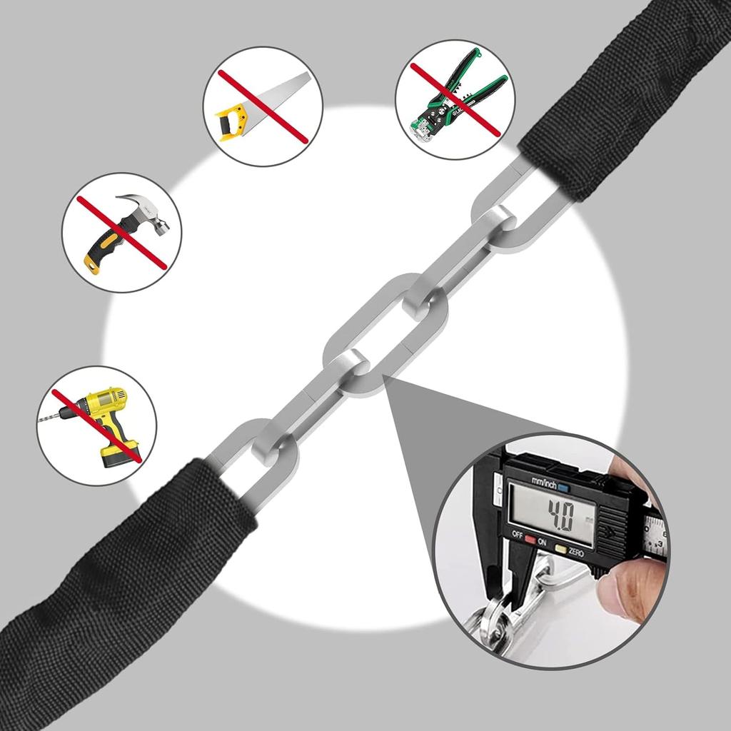 Bike Lock Heavy Duty, [3 Keys] 1m Anti-Theft High Security Chain Lock, Weatherproof Bicycle Lock Padlock for Bike Bicycle, Motorcycle, Scooter, Door,