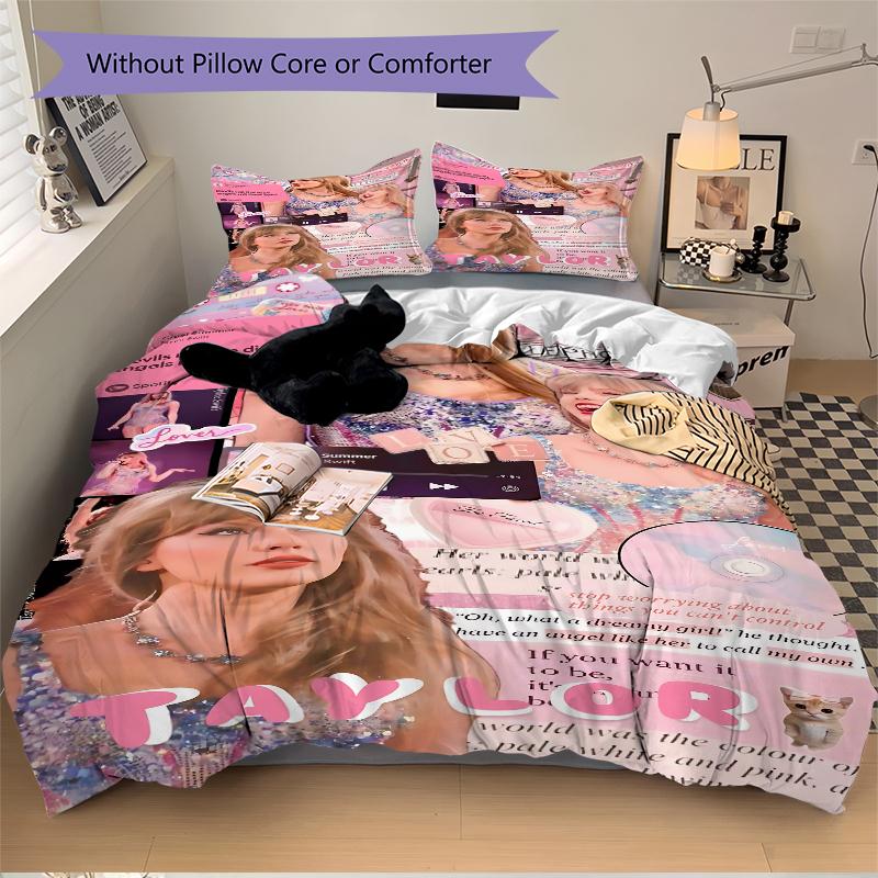 3Pcs Taylor Swift Music Collage Bedding Sets For All Sizes New 3D Printed Bed Cover Comforter Duvet Cover Pillowcase Bedroom Decoration