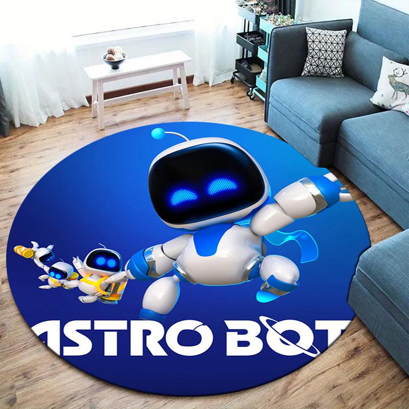 Круглый ковер ASTRO BOT, Ковер для гостиной, спальни, дивана, игровой комнаты, Декор, Нескользящий коврик для пола