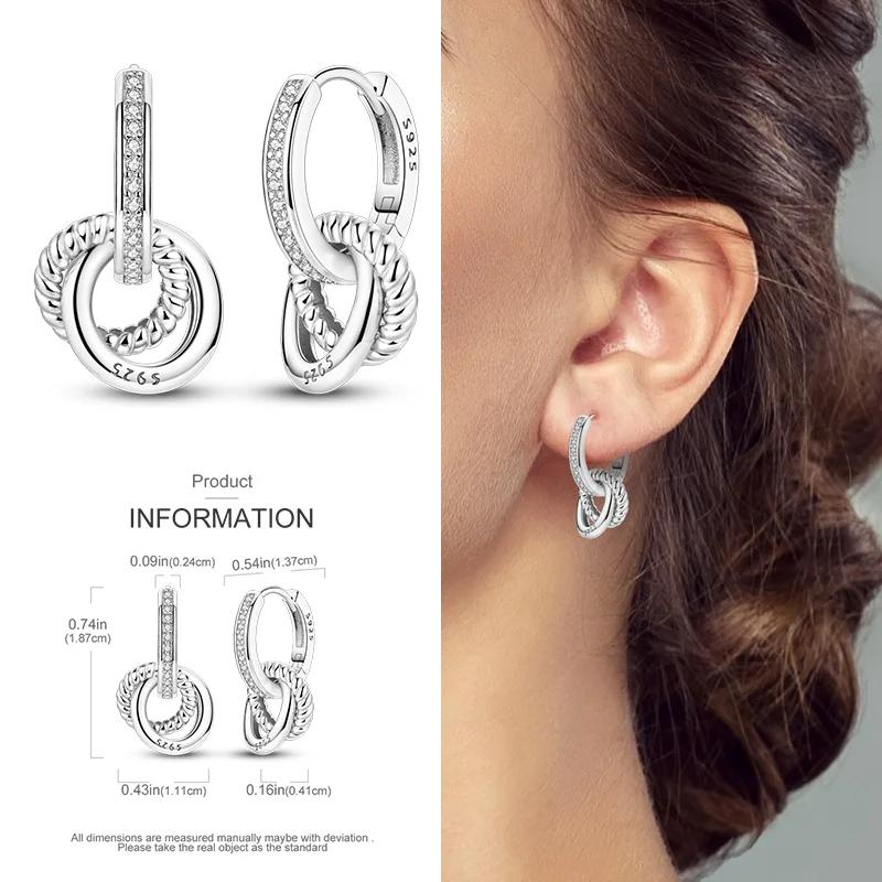 2024 New Earring for Women 925 Silver Sparkling Star Butterfly Heart Tassels Feather Hoop Earrings Engagement Wedding Jewelry